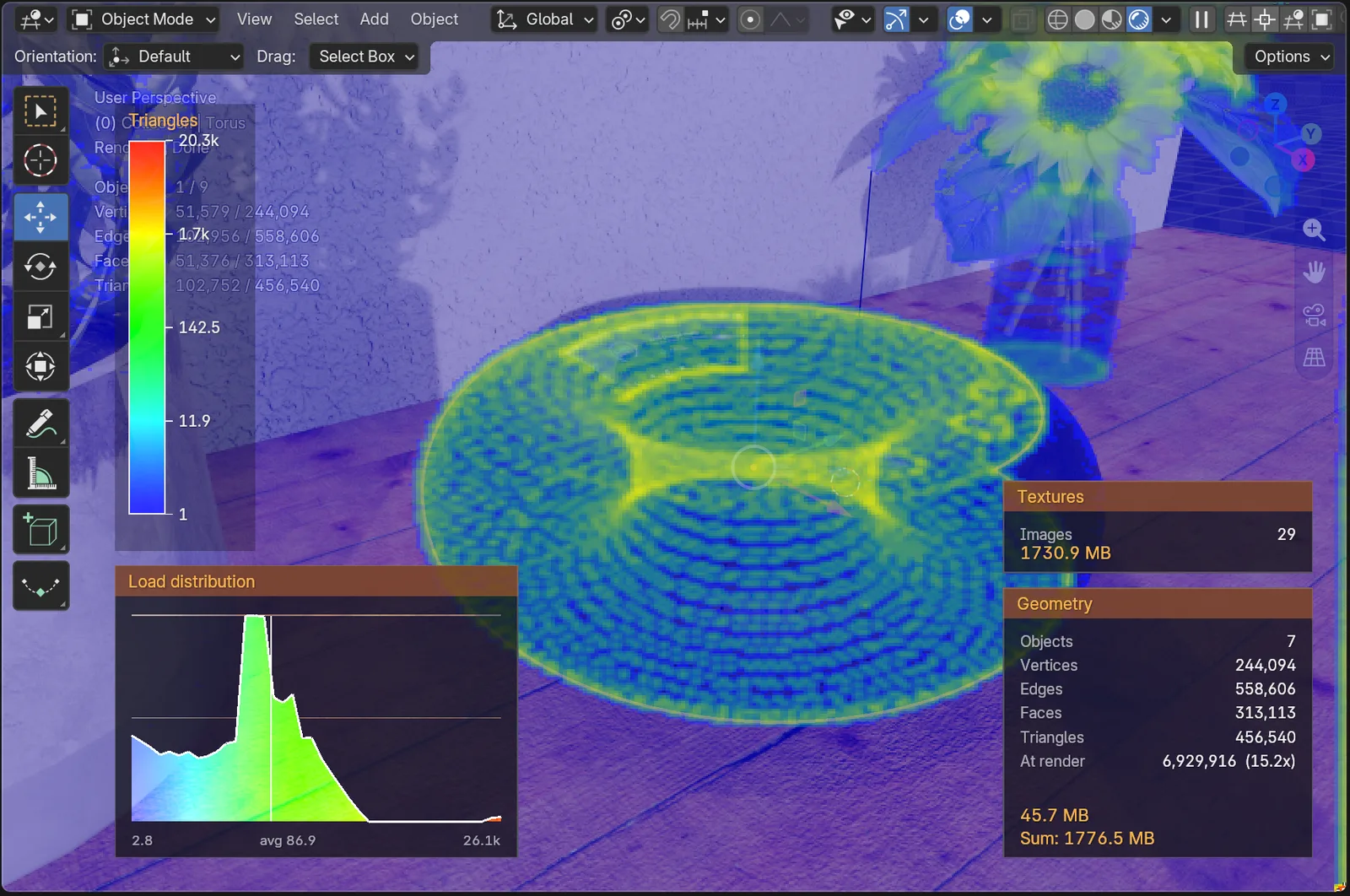 High-Resolution-Heatmap-Detailansicht in Blender mit CamSplitter 2