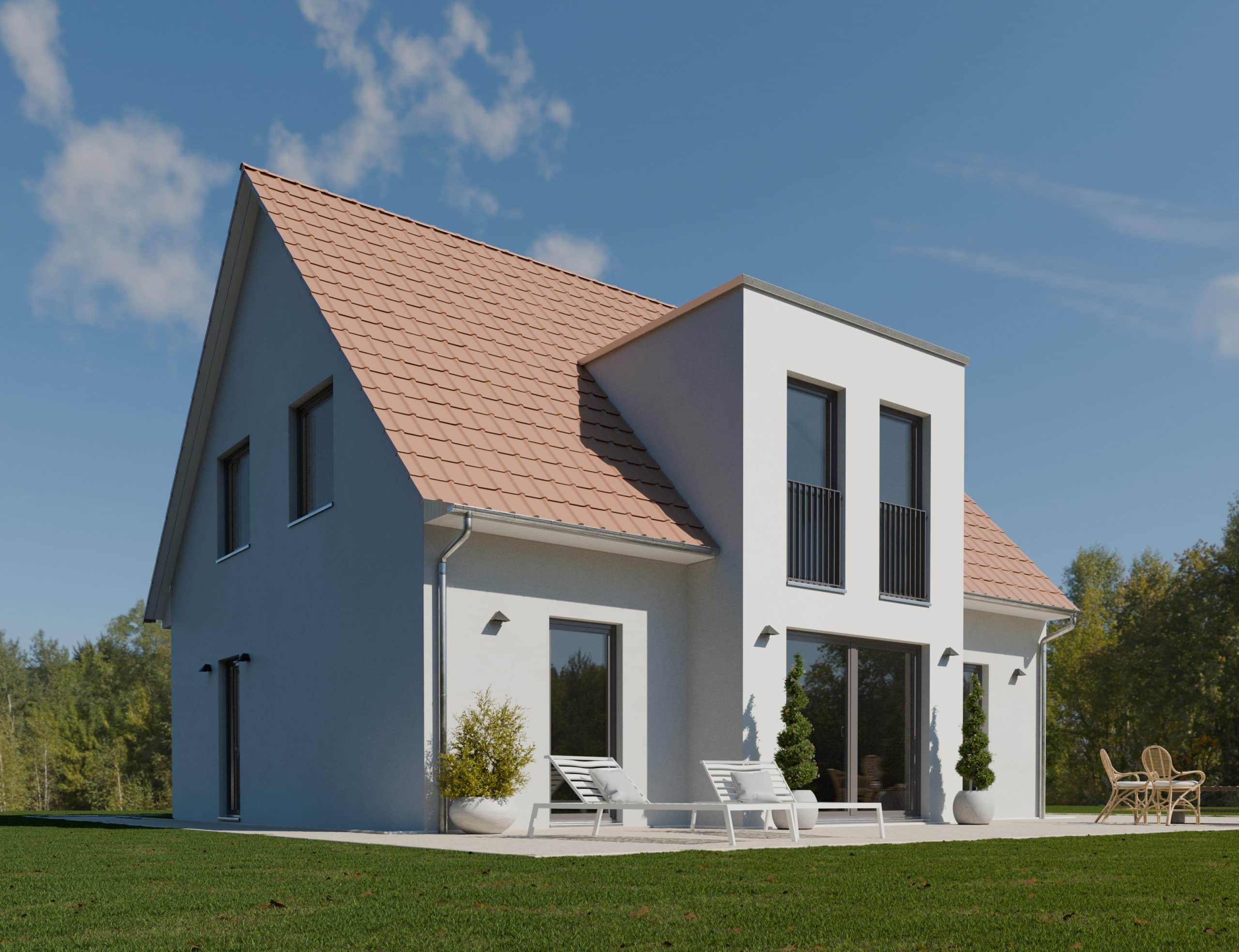 Wolken für stimmungsvolleren Himmel im fotorealistischen Rendering