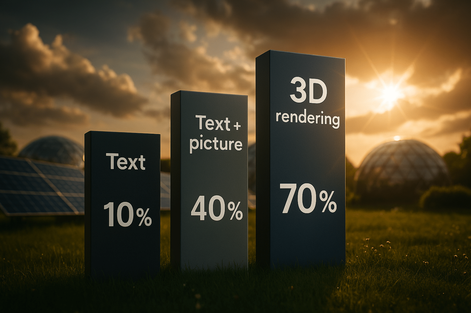 Nachhaltigkeit visualisieren Wie 3D-Renderings grüne Technologien greifbar machen in Prozent
